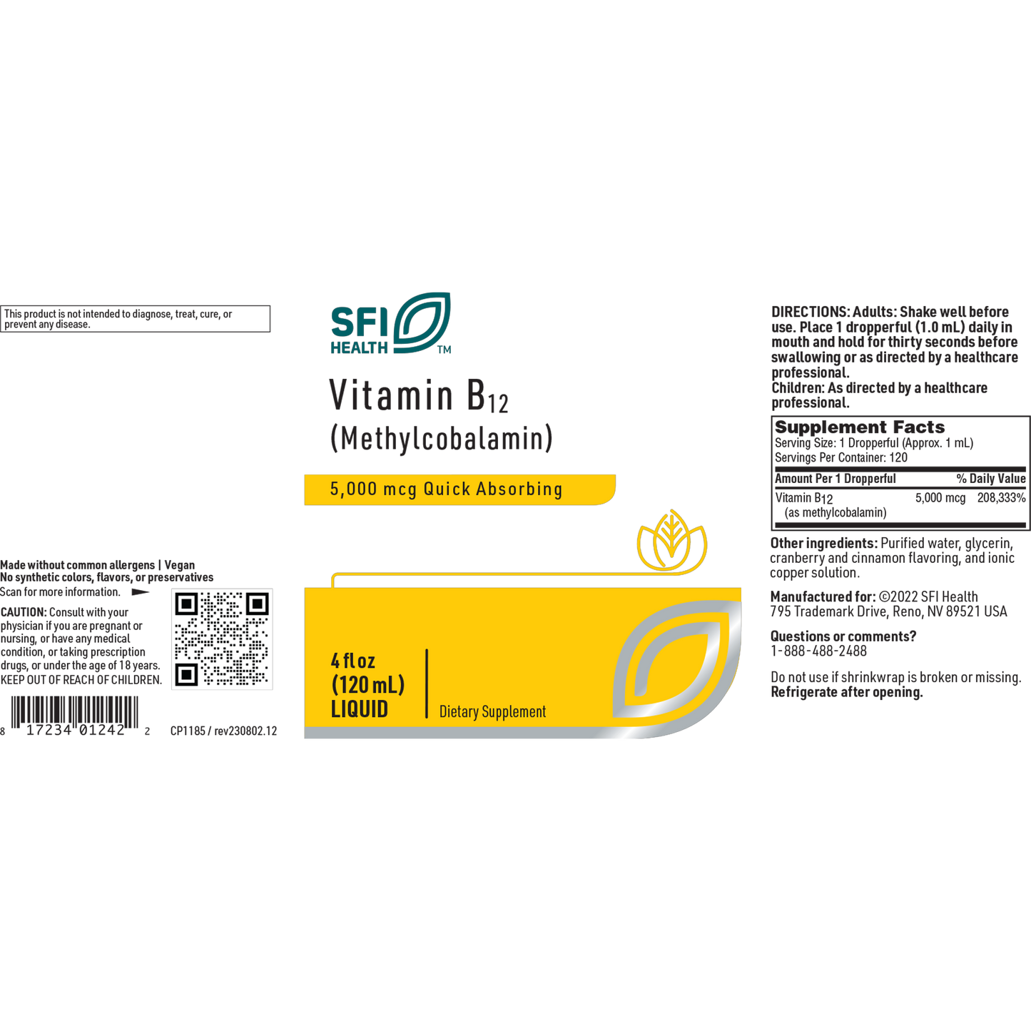 Vitamin B12 (Methycobalamin) 4oz