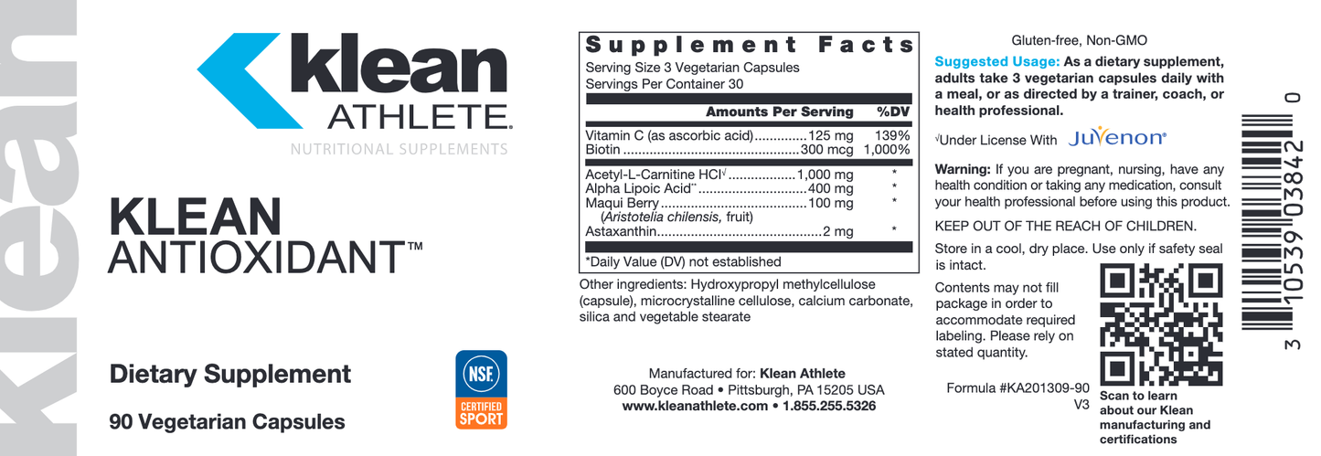 Klean Antioxidant 90 vegcaps